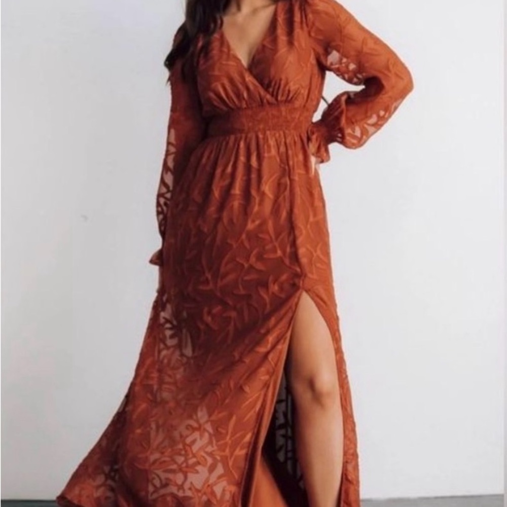 Baltic Born Terracotta Long Sleeve Maxi Dress